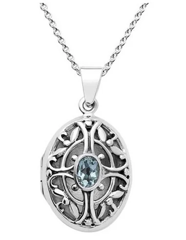 Medaillon mit Gravur & Kette in Silber – Verschiedene Steine - Halsketten und Anhänger