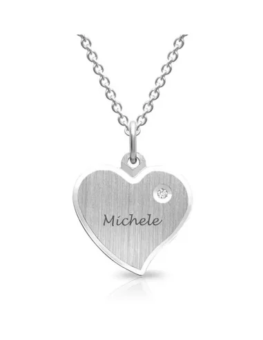 Herzanhänger Silber geschwungen matt mit Zirkonia - Halsketten und Anhänger