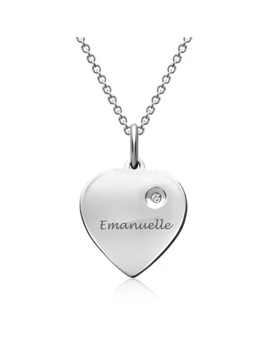 Silber Herzanhänger – Poliert & mit Zirkonia verziert - Halsketten und Anhänger