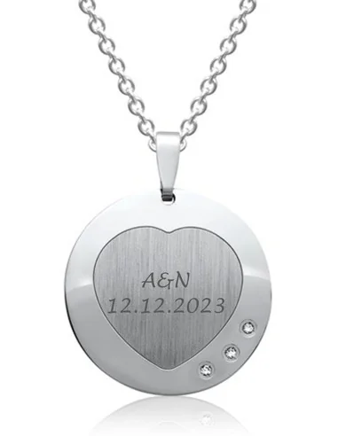 Runder Herzanhänger mit Zirkonia - Halsketten und Anhänger