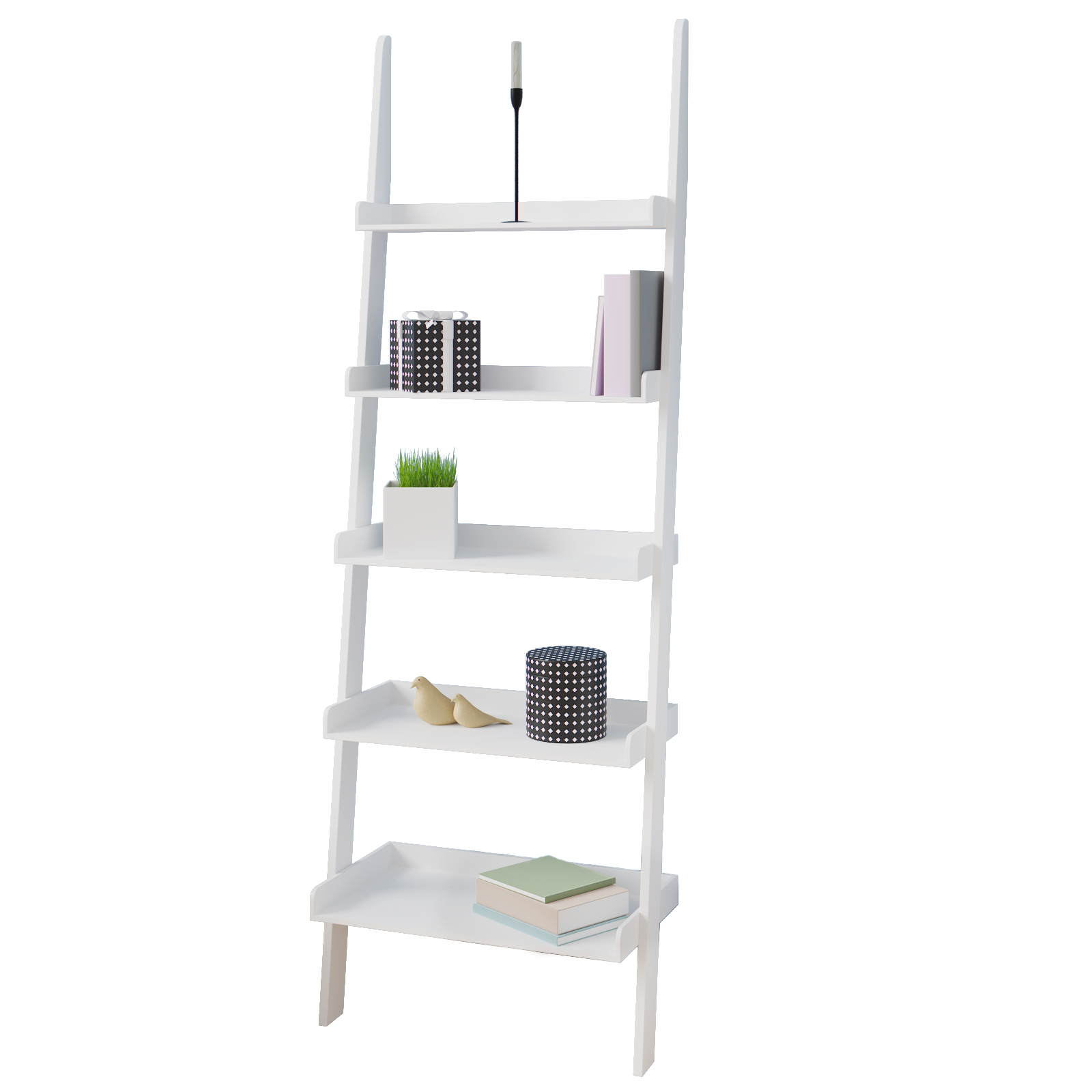 Leiterregal Treppenregal weiß mit 5 Böden 180cm
