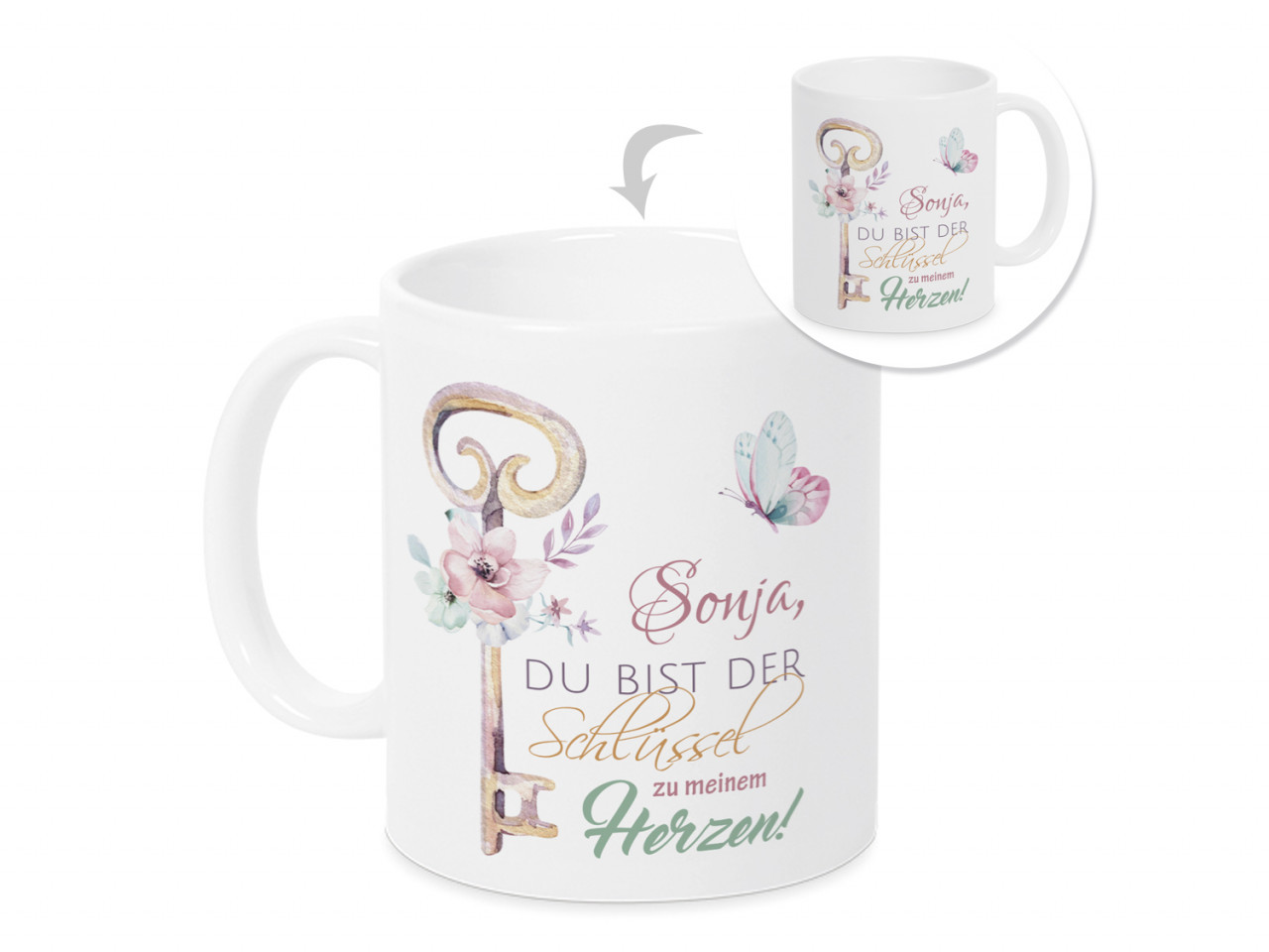 Tasse mit Liebesspruch, Personalisiertes Valentinstag...