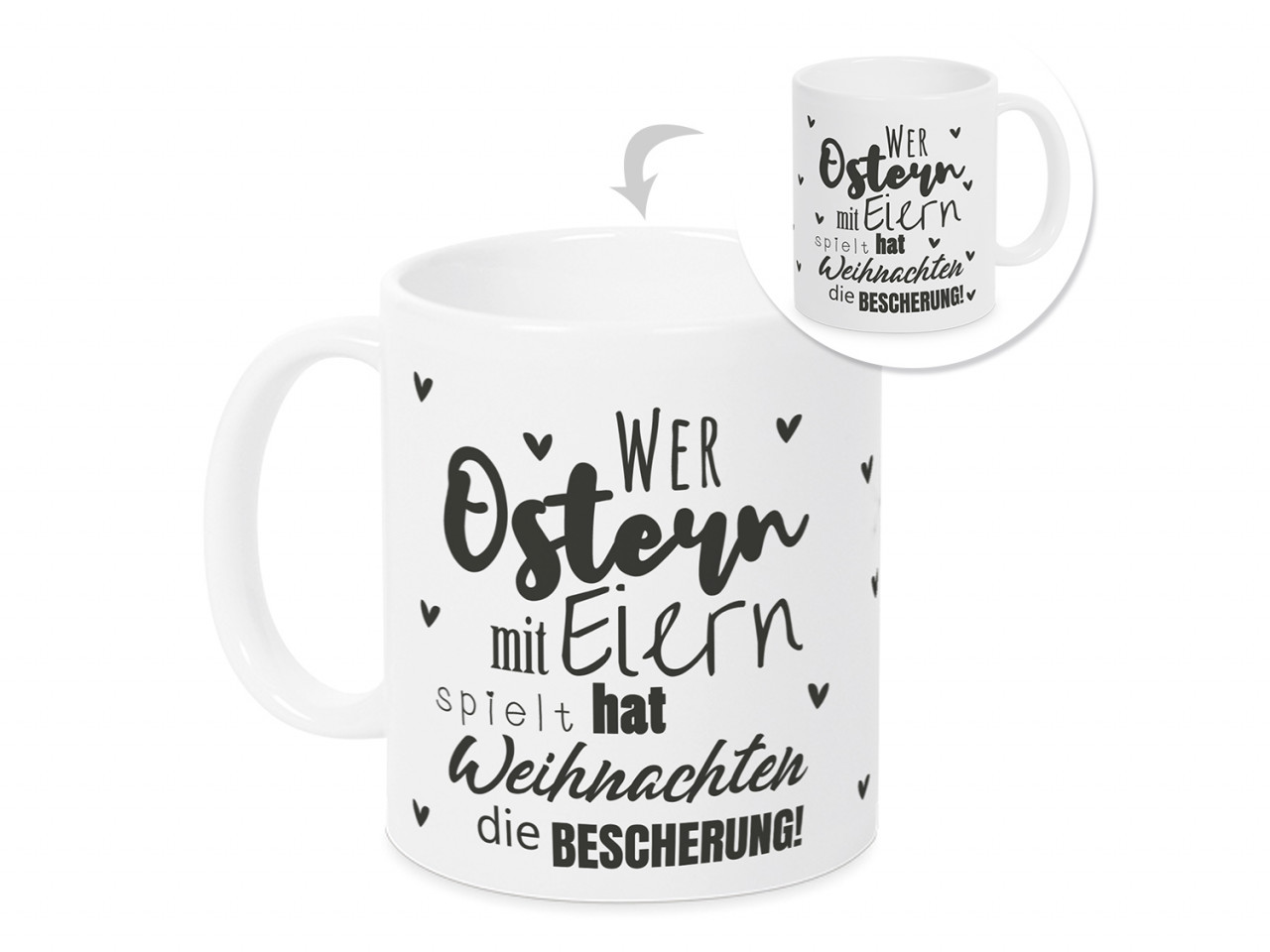 Tasse Lustiges Motiv - Wer Ostern mit Eiern spielt, hat...