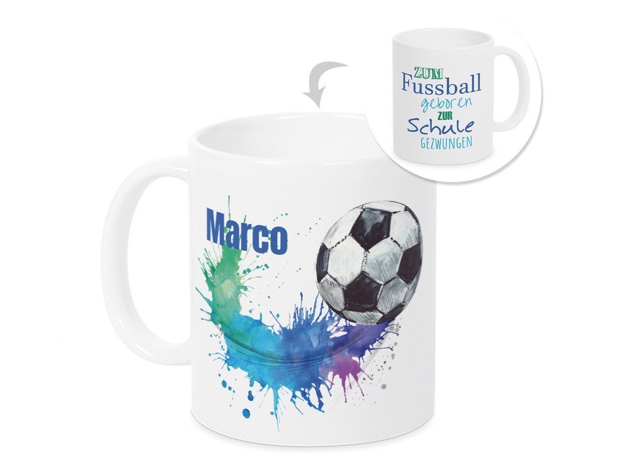 Tasse Einschulung Junge - Fußball - personalisiertes...