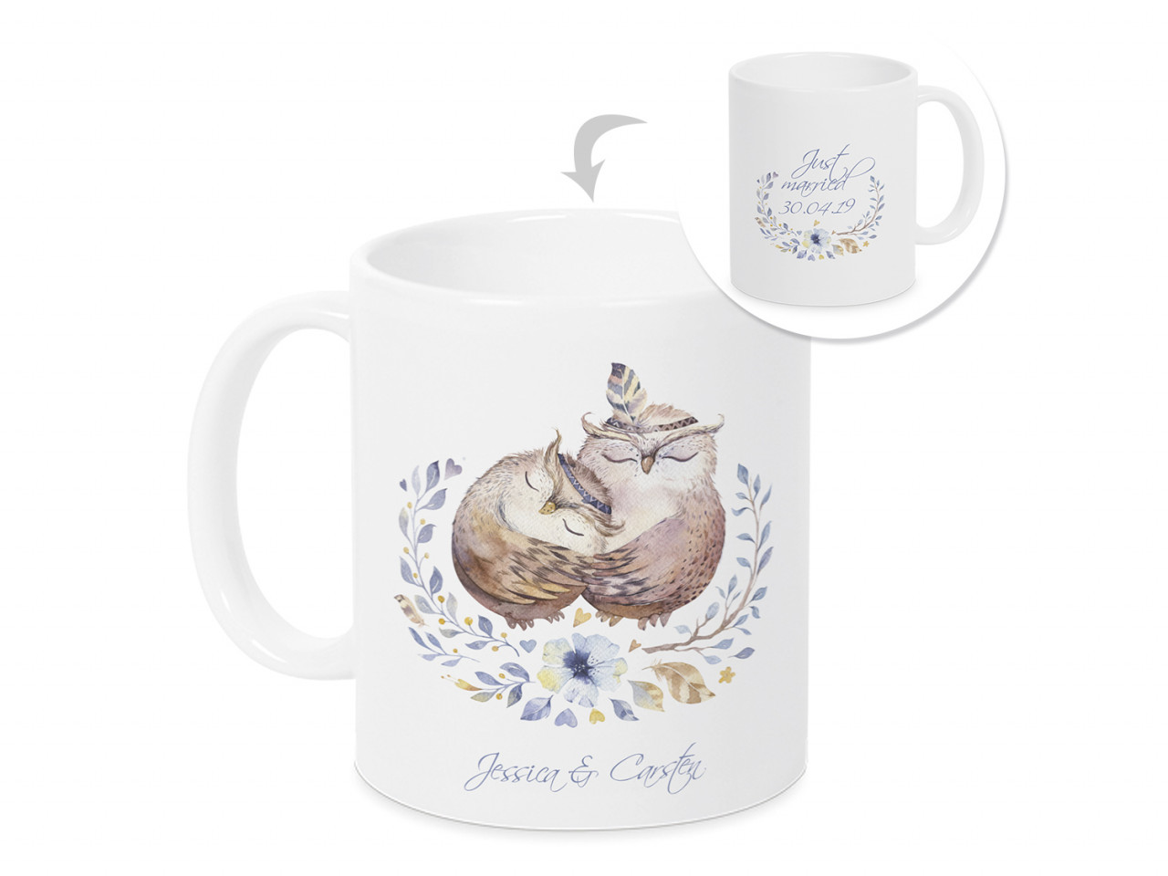 Tasse Hochzeit - beidseitig bedruckt mit Namen und Datum...