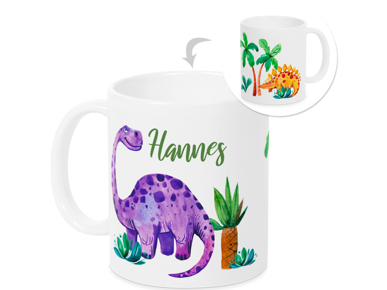 Tasse zur Geburt mit Namen Dinos
