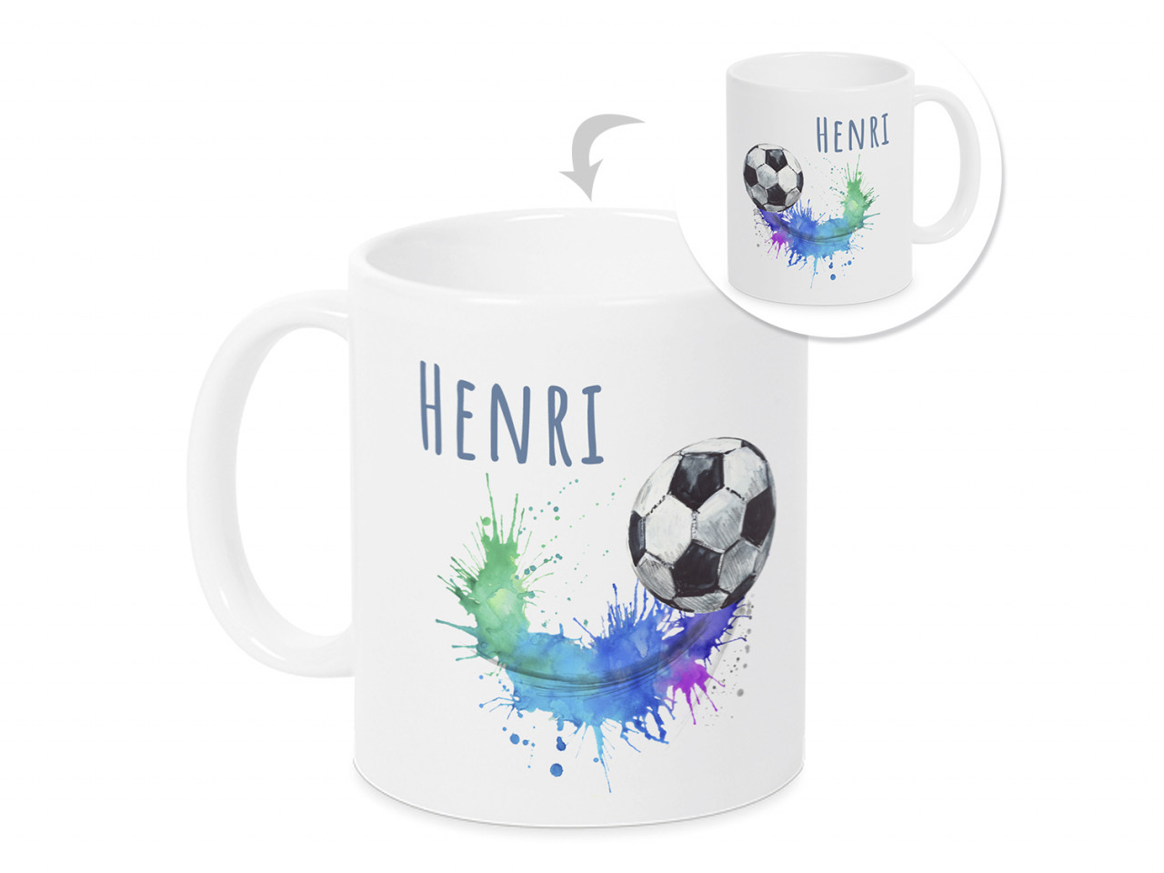 Tasse mit Namen Kinder Fußball, Fußballtasse