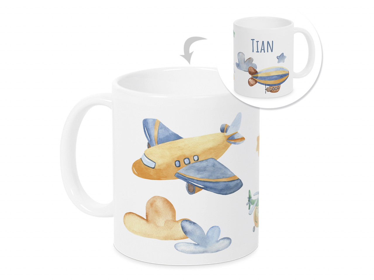 Tasse mit Namen Flugzeuge im Himmel