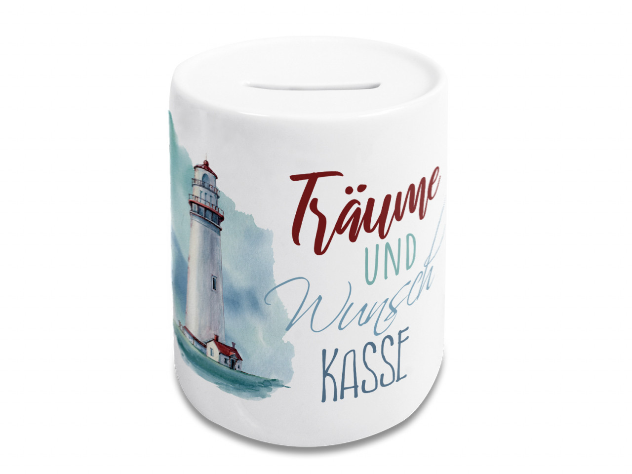 Spardose Leuchtturm Motiv Träume und Wunsch Kasse