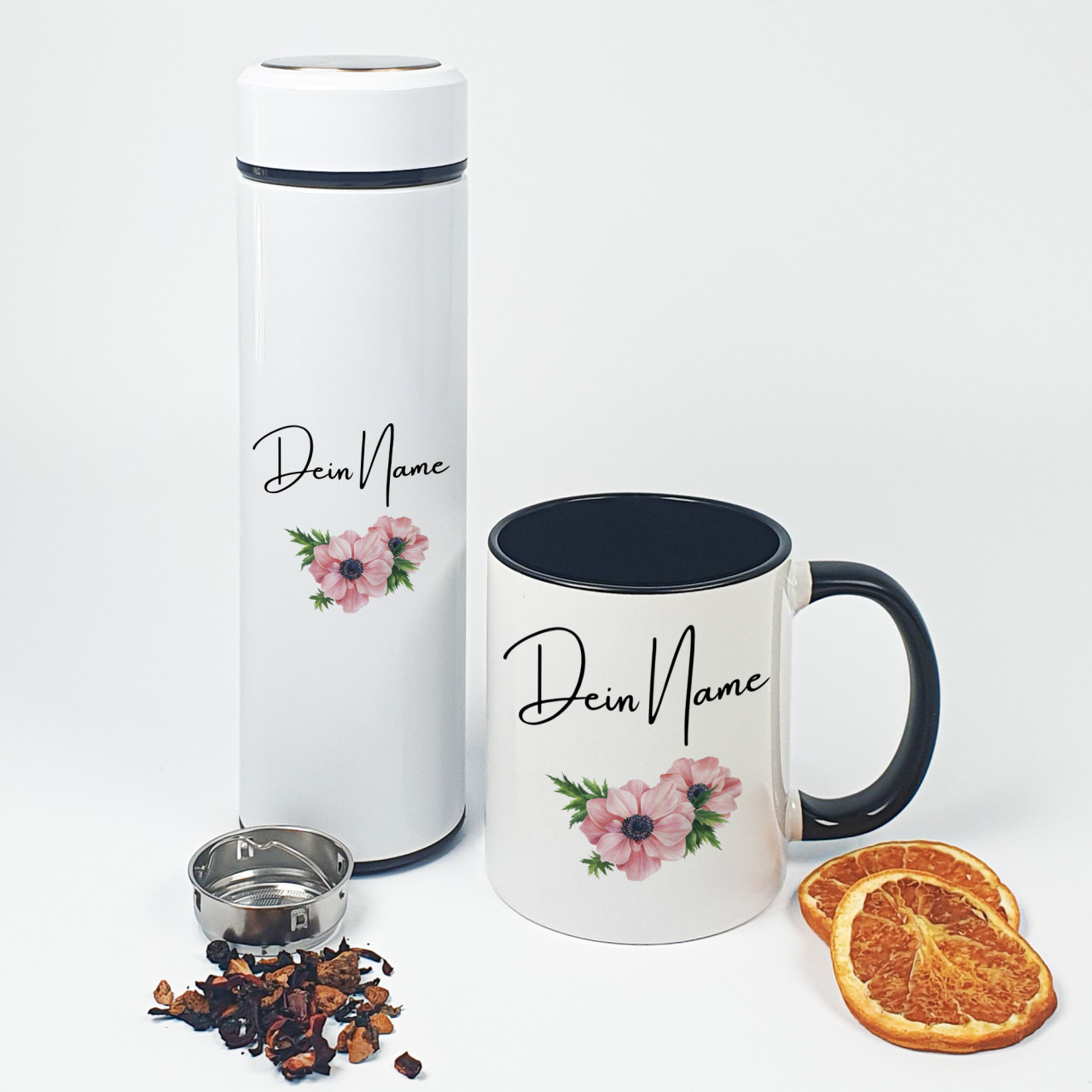 Tee Geschenkset Teeflasche mit Sieb to go inkl. Tasse mit...