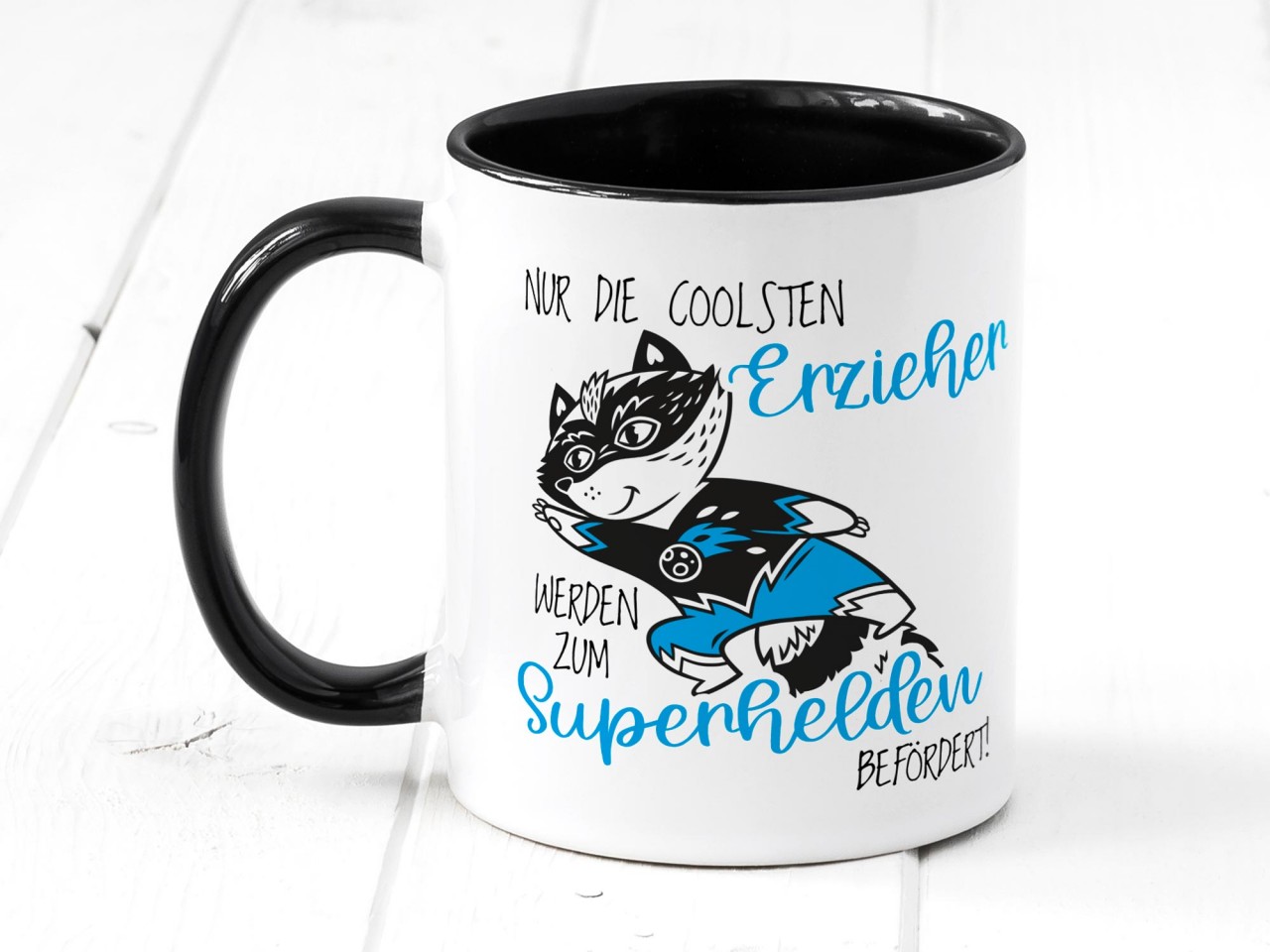 Tasse schwarz Erzieher, Wunschname - Nur die coolsten...