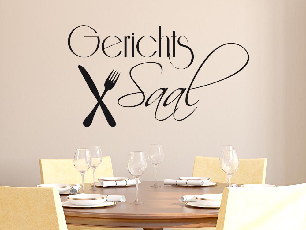 Wandtattoo Küche Schriftzug Gerichtssaal mit Messer und...