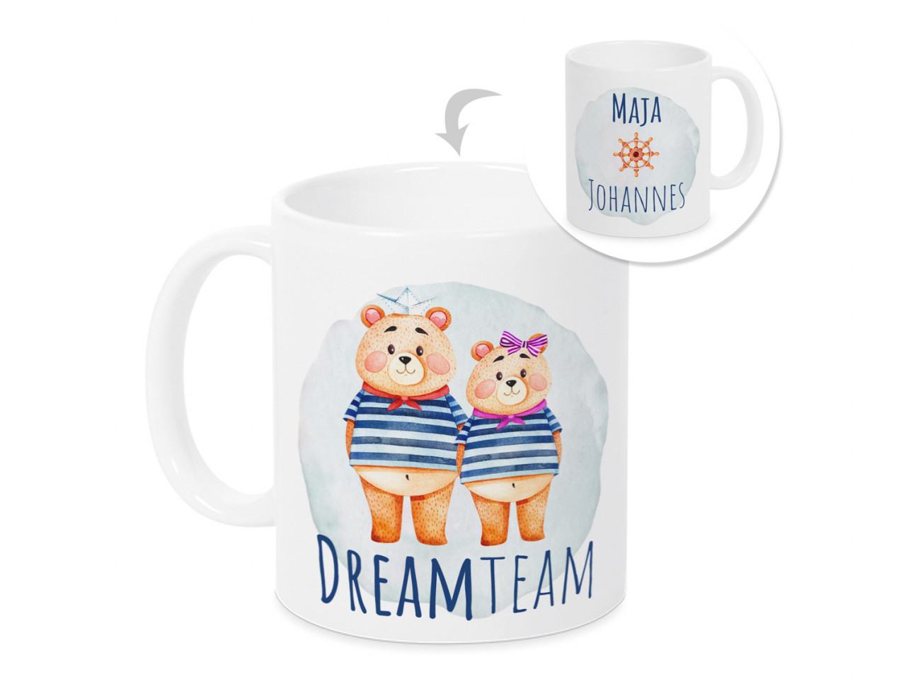 Dream Team Tasse mit Namen, personalisiertes Valentinstag...