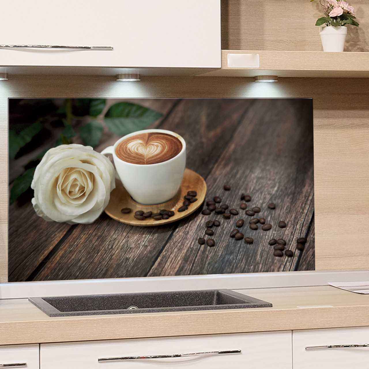 Spritzschutz aus Glas Tasse mit Kaffee