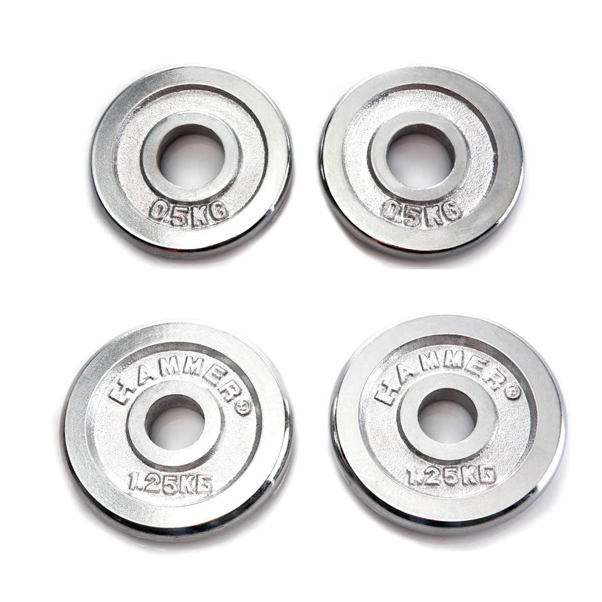 HAMMER Hanteln und Gewichte Gewichtsscheiben 2x 0.5 kg, 2x 1.25 kg - chrom