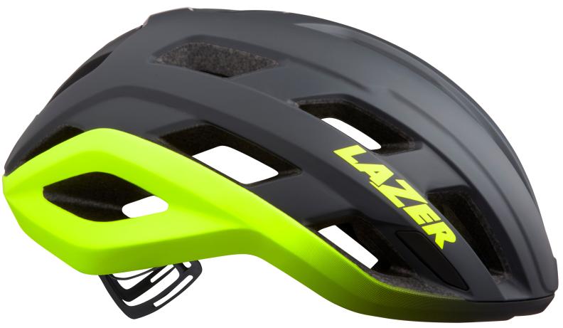 LAZER Unisex Road Strada KinetiCore Helm - matte dark grey flash yellow
