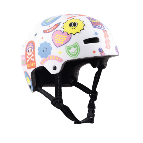 TSG Velohelm Kinder Nipper Maxi Graphic Design - white happy sticker (Grösse: XXS/XS (51-54))