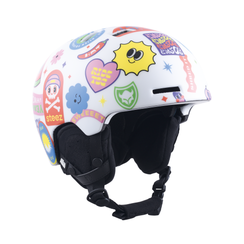 TSG Kinder Skihelm Arctic Nipper Maxi 2.0 Graphic Design - white happy sticker (Grösse: XXS/XS (52-54))