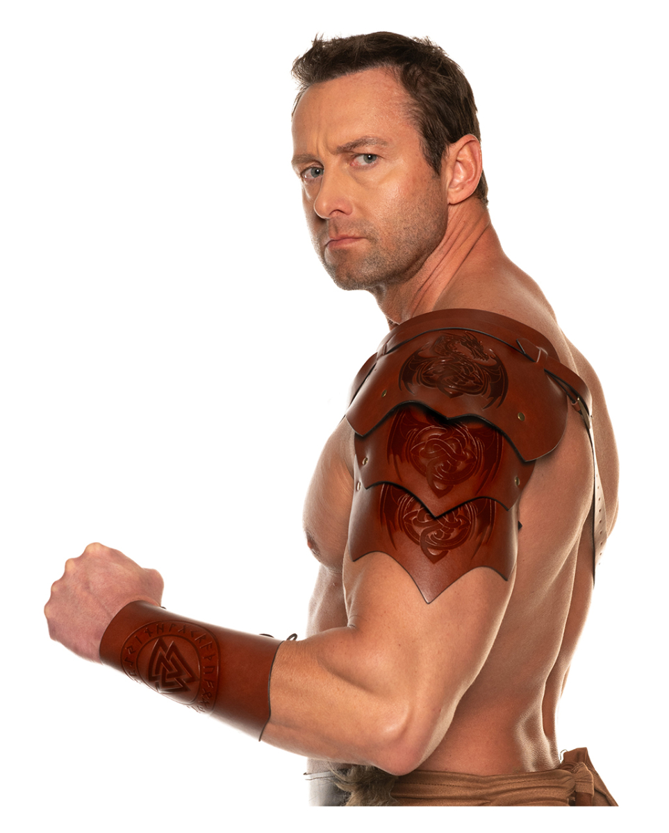 Drachen Krieger Schulterpanzer Einzeln Braun