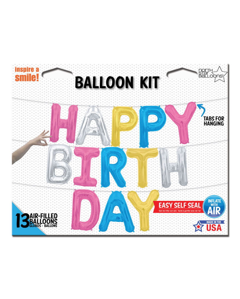 Folienballons Happy Birthday Kit Bunt
