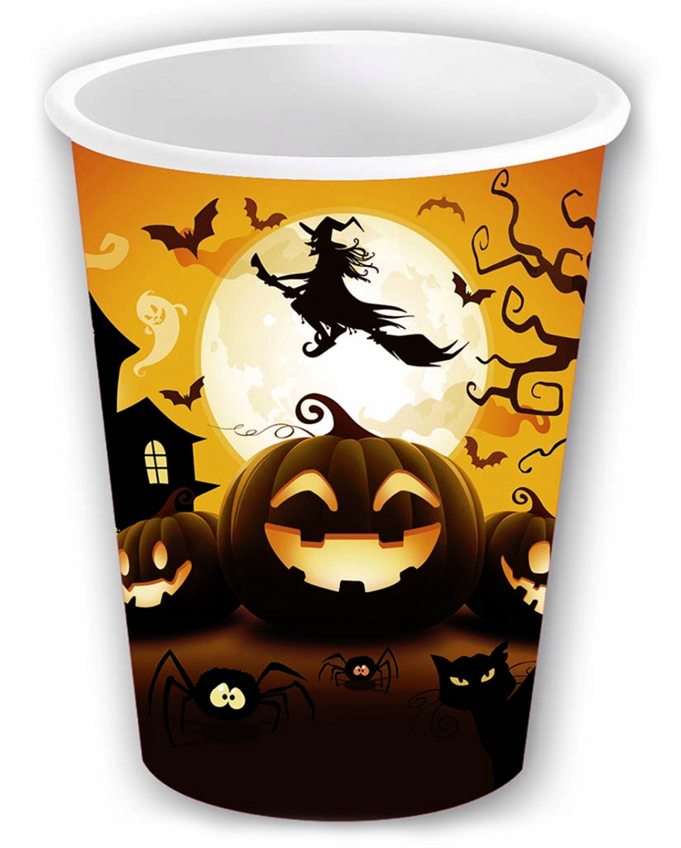 Happy Halloween Kürbis Pappbecher klein 6 St.