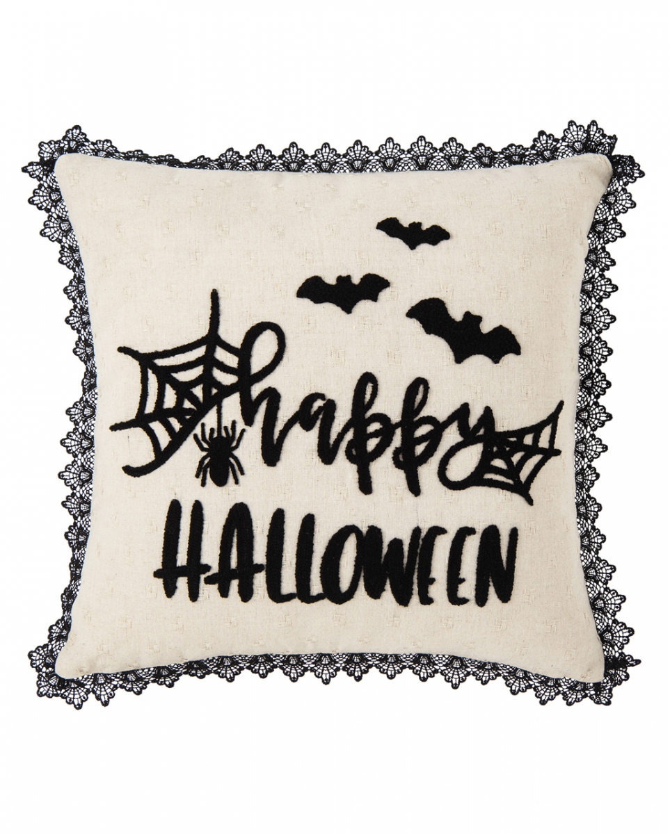 Happy Halloween Kissen mit Spitze 45cm