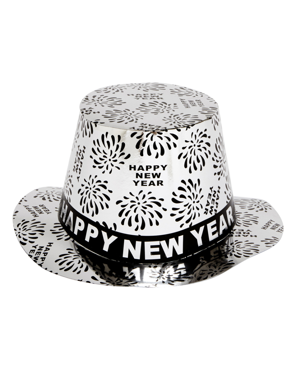 Happy New Year Zylinder silbern