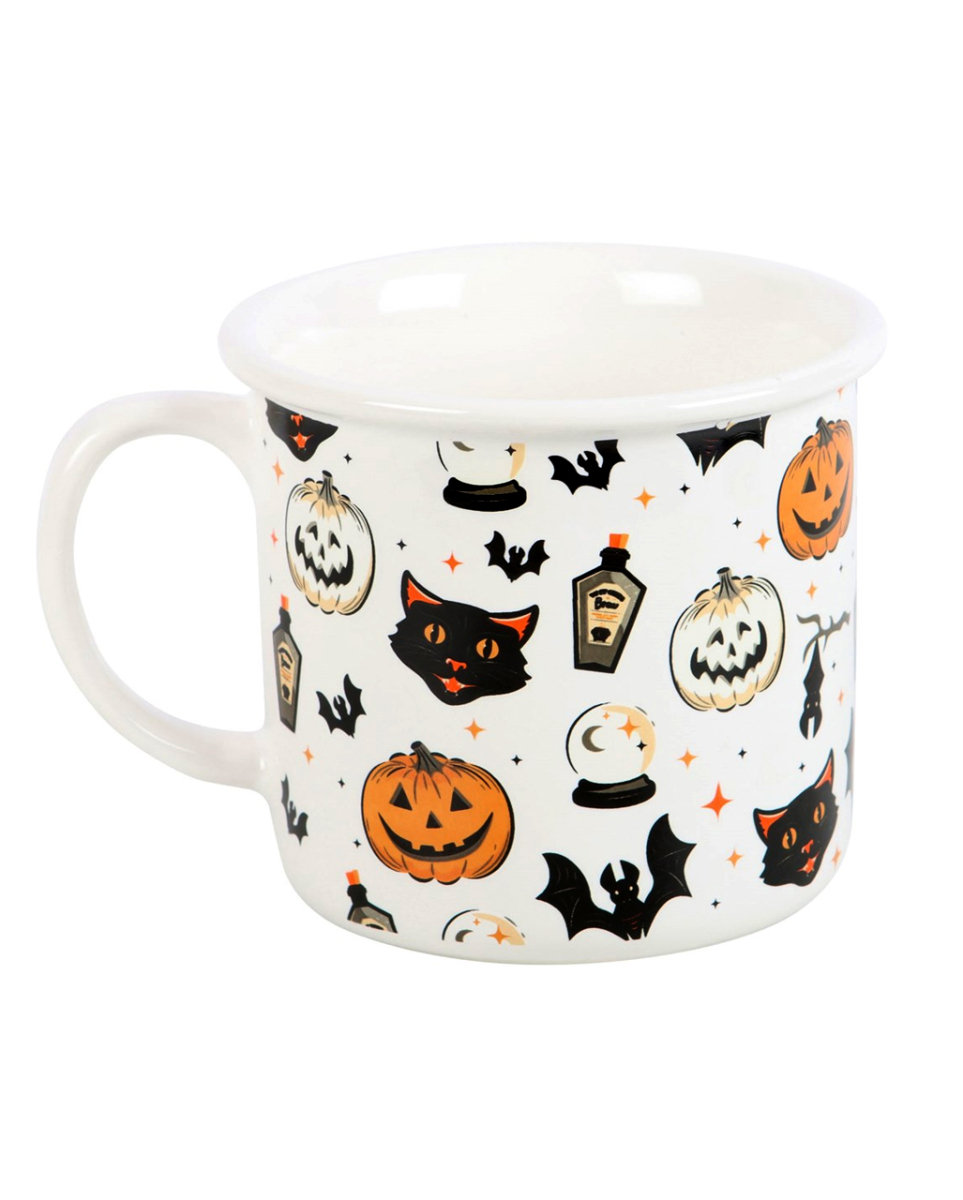 Spooky Cat & Pumpkin Halloween Tasse