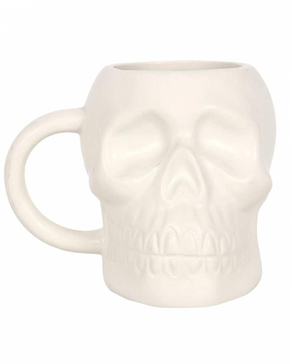 Weiße matte Totenkopf Tasse