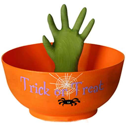 Scary Bonbon Schüssel grapschende Hand für Halloween