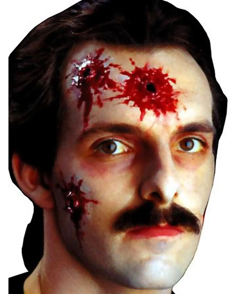 Einschusslöcher / Body Hits Schusswunde aus Latex Halloween Wunde