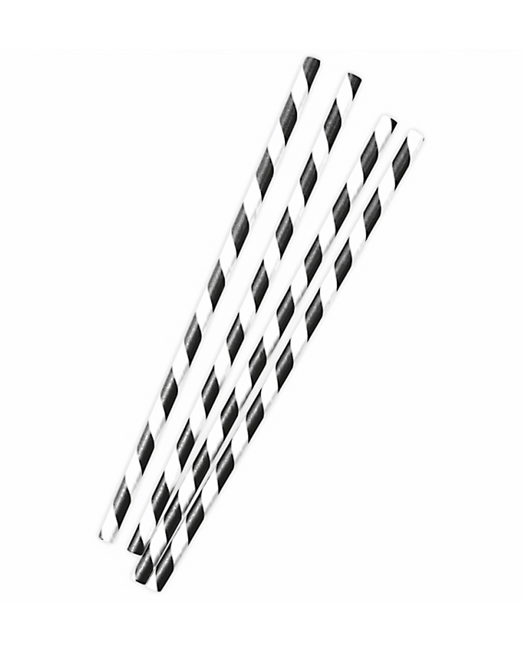 12 Papier Trinkhalme schwarz-weiß 19,5cm kaufen