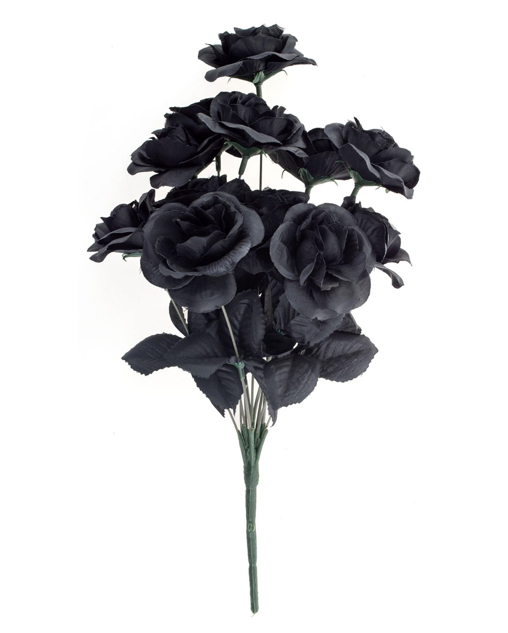 12 Schwarze Rosen als Blumenstrauß für Halloween