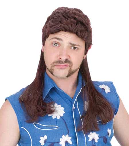 Vokuhila Herren Perücke braun   Männerperücke mit Proletten Frisur