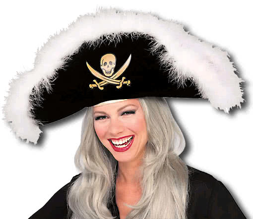 Piratenhut mit Marabufedern Piraten Kostüme