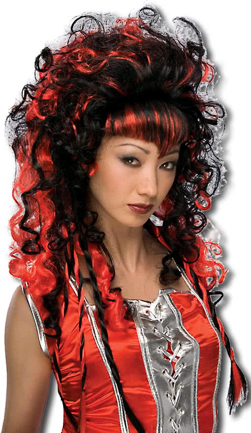 Vamp Perücke schwarz und rot -Vampirees Perücke-Feen  Perücke-