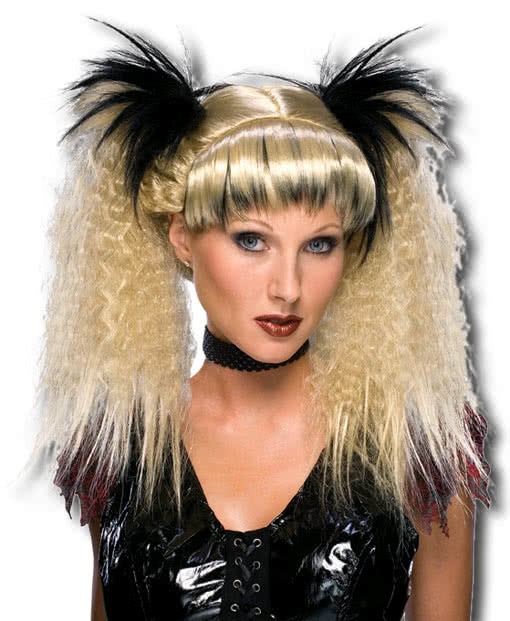 Gothic Punk Perücke  Blond / Schwarz  Halloween Perücken kaufen