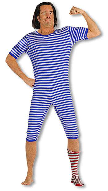 Ringelbadeanzug blau weiß Clowns Badeanzug M