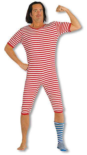 Ringelbadeanzug rot weiß Klassische Karnevalskostüme M