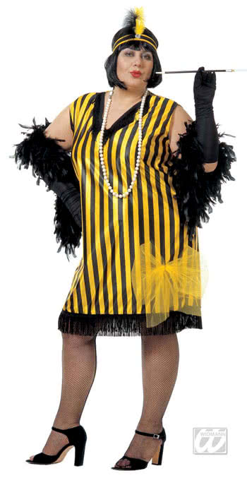 Charleston Kleid schwarz gelb XL 20er Jahre Kostüme Charleston