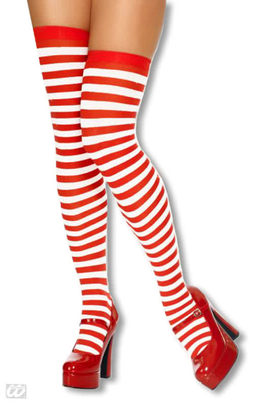 Overknees rot weiß Sexy Überkniestrümpfe