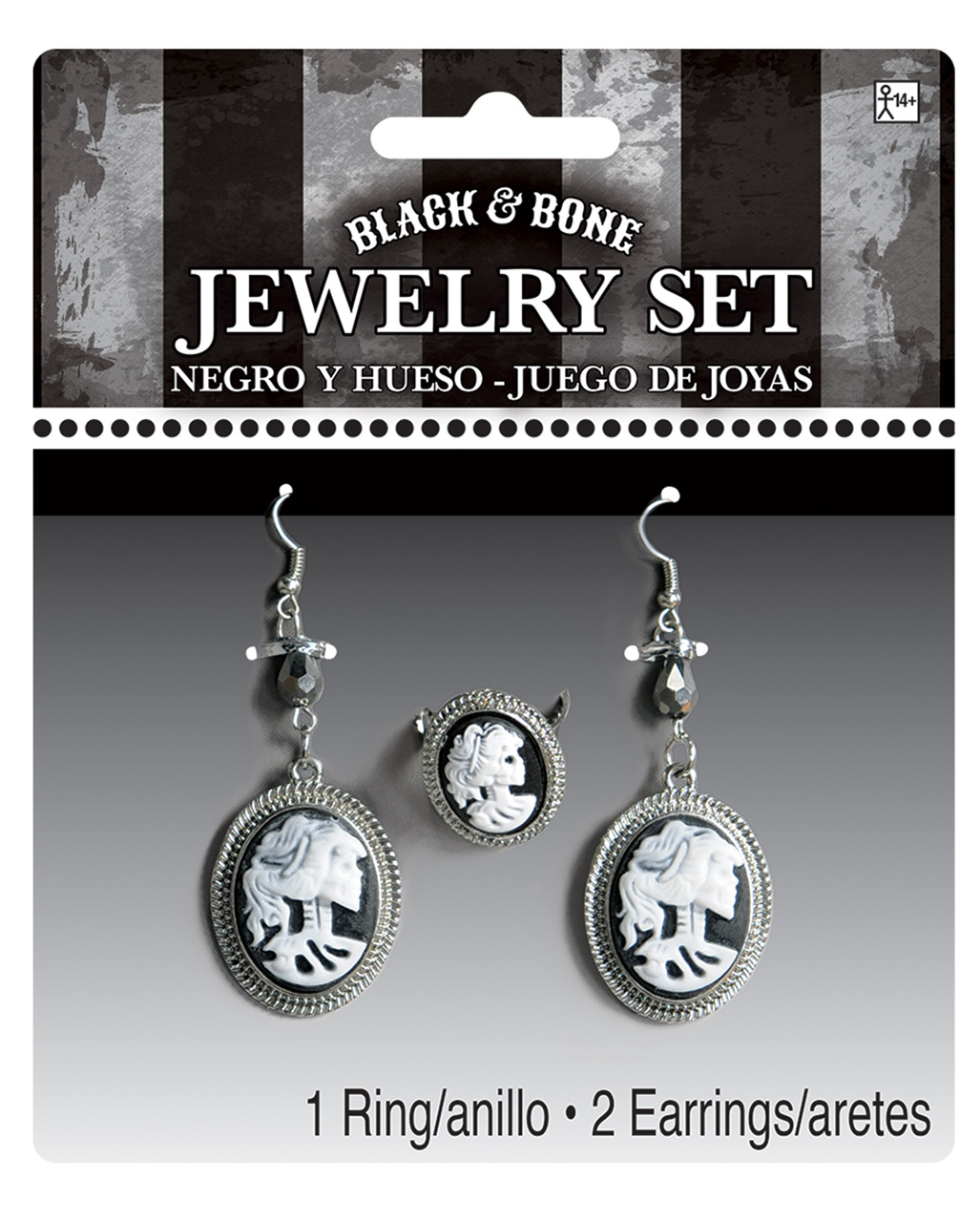 3-tlg. Skelett Cameo Schmuck Set  Kostümschmuck