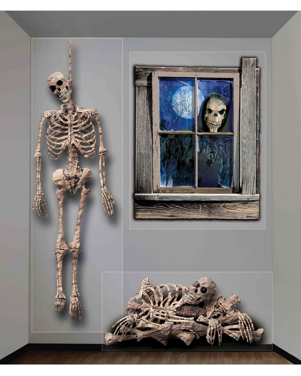 3-tlg. Halloween Skelett Wandfolie Halloween Deko kaufen