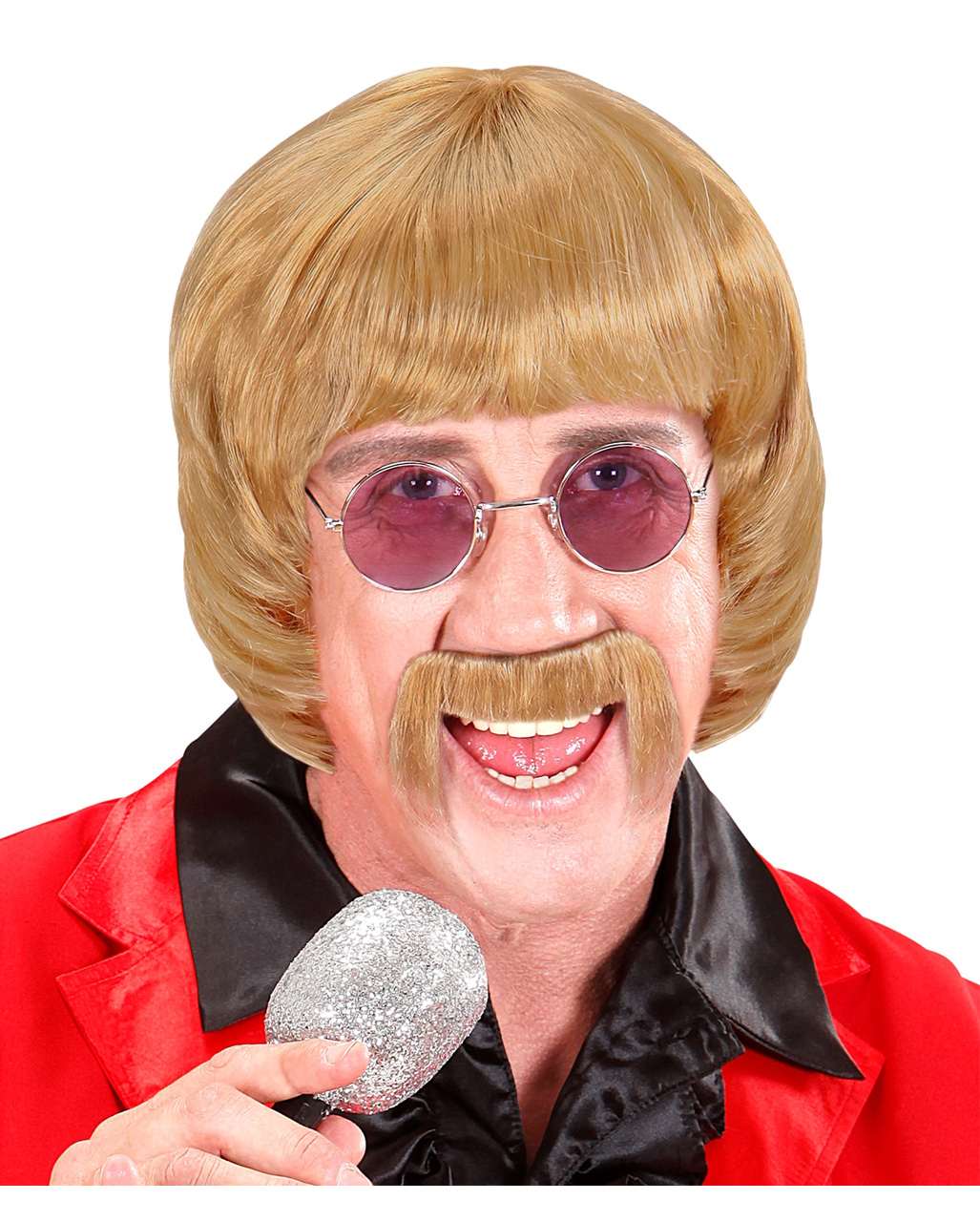 60er Jahre Männer Perücke mit Bart & Brille für Fasching &