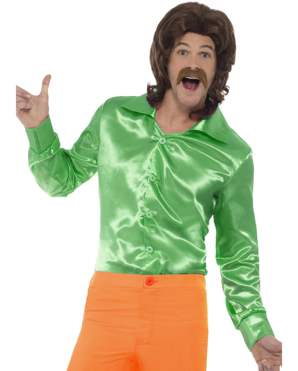 60s Disco Hemd grün als Kostüm Accessoire M