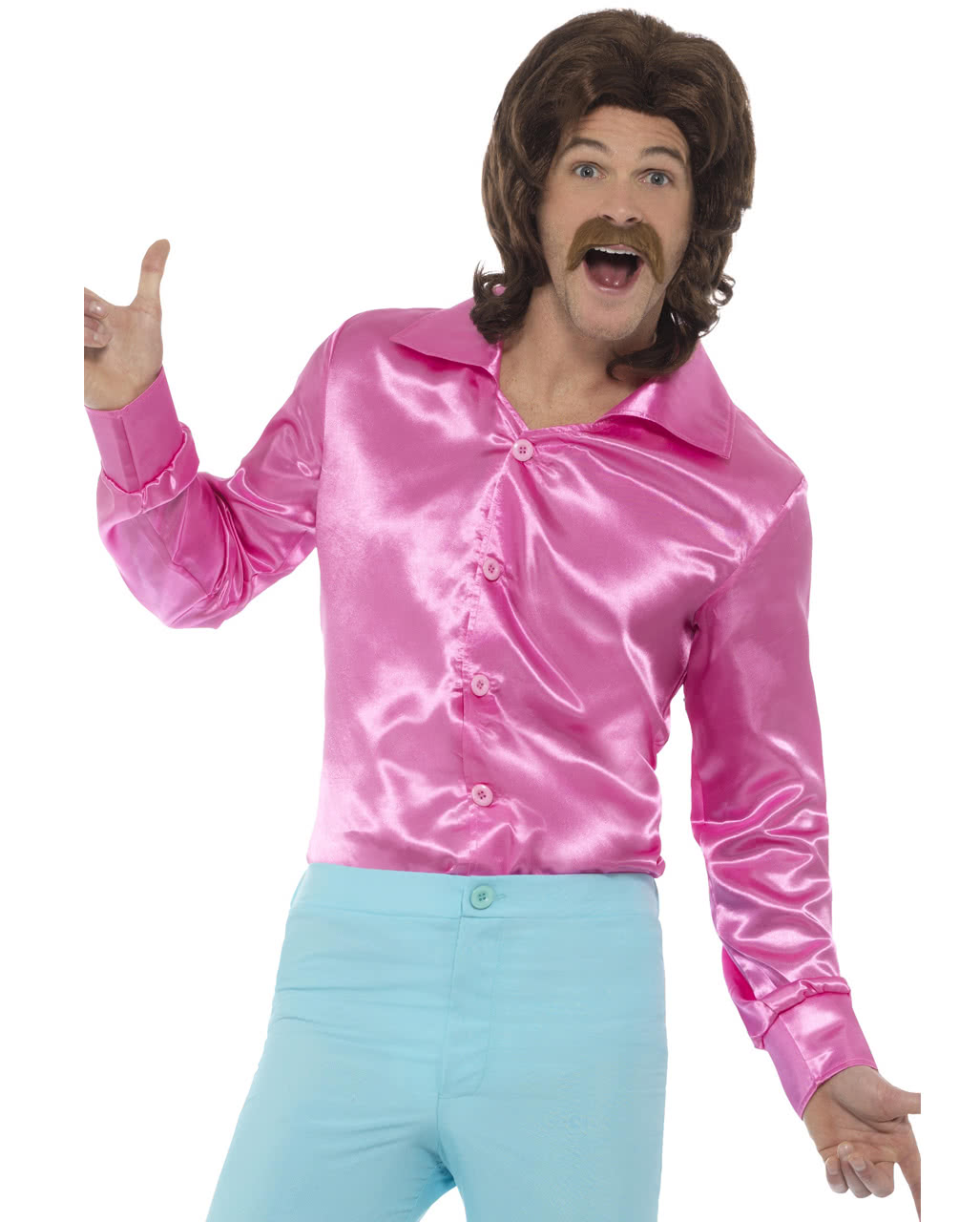 60s Disco Hemd pink als Kostüm Accessoire M