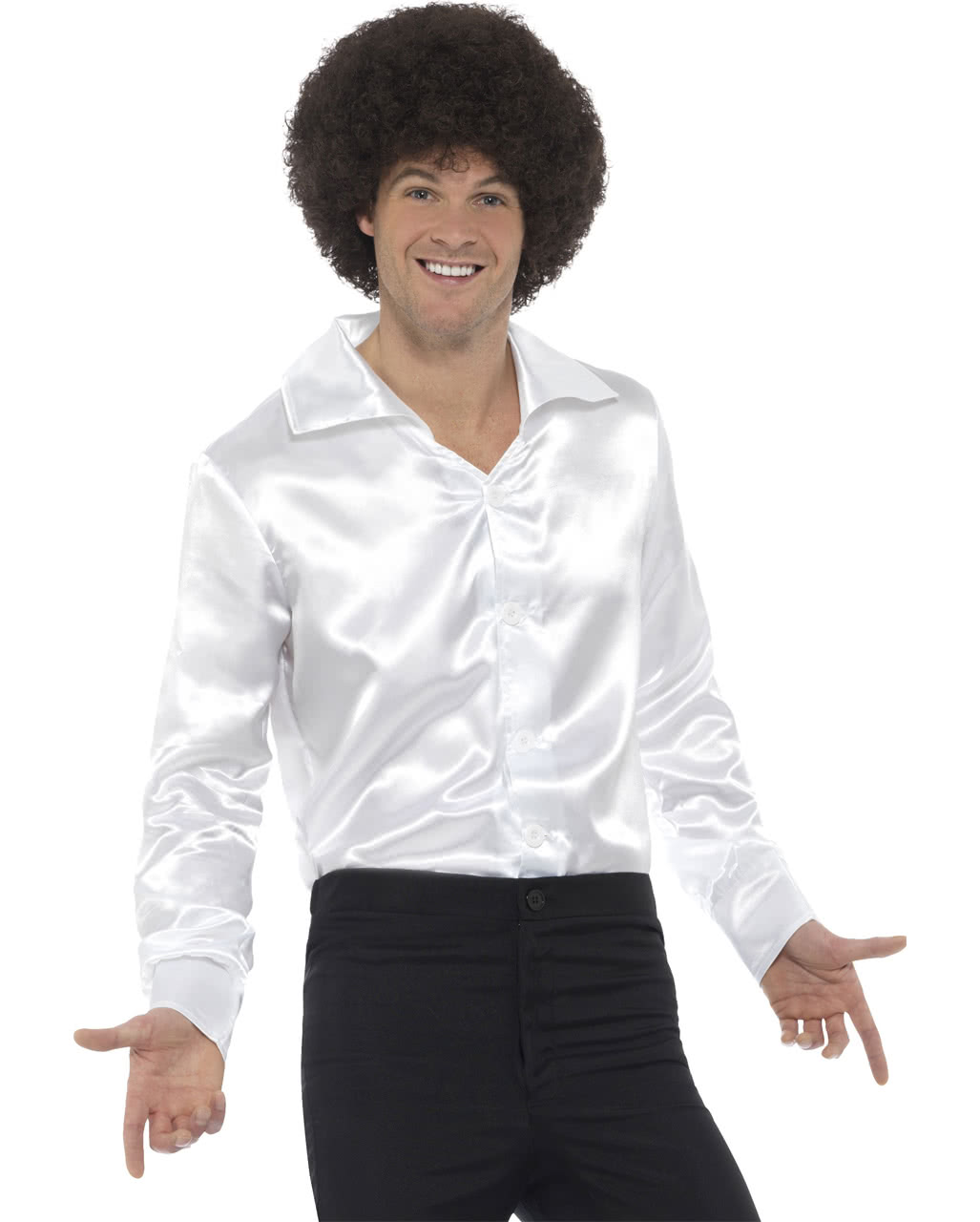 60s Disco Hemd weiß als Kostüm Accessoire M