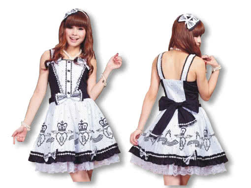 Gothic Lolita Kleid mit passendem Haarreif Gothic Lolita Rockabilly Fashion L / 40