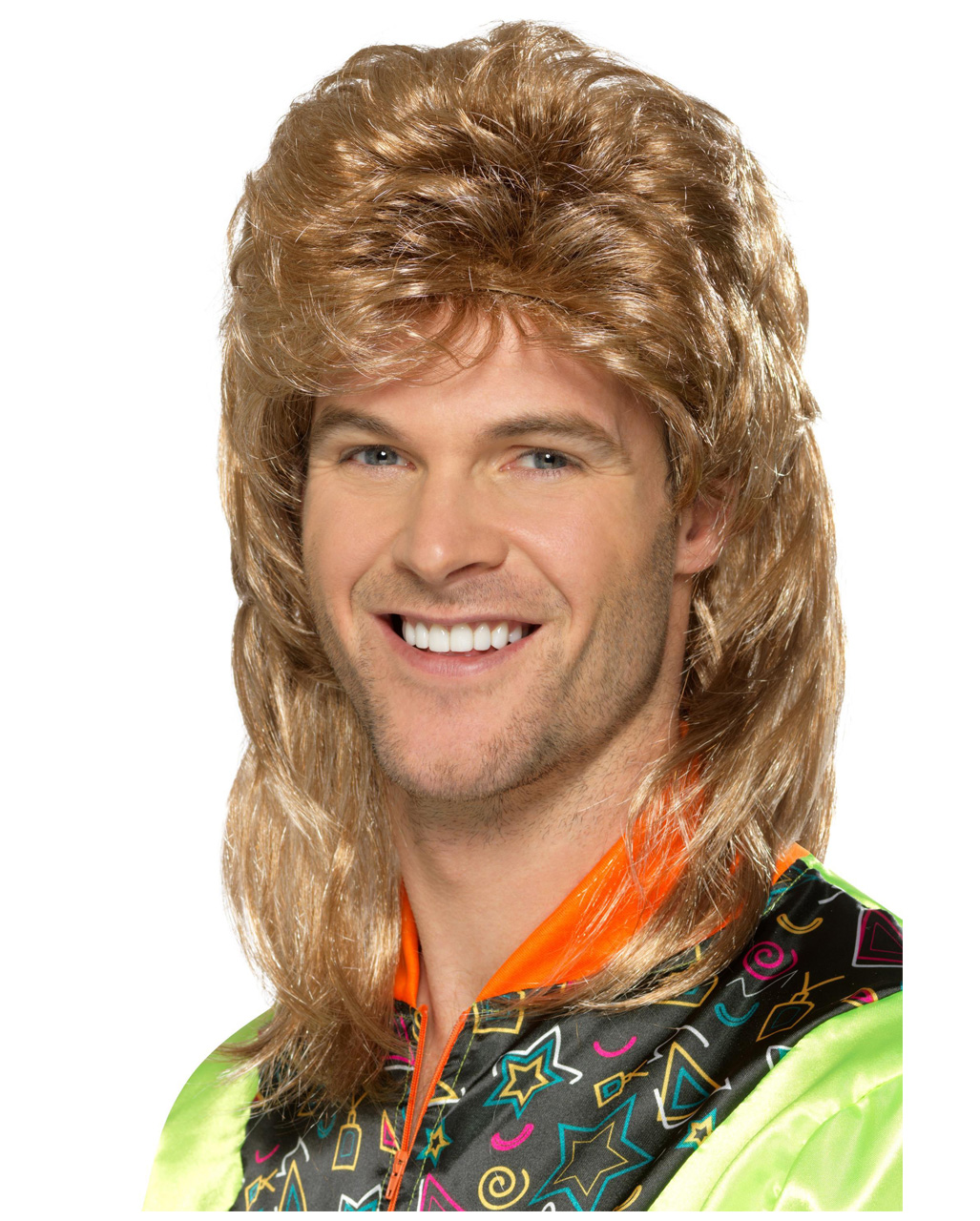 Vokuhila dunkelblond mit Strähnen  Herren Perücke