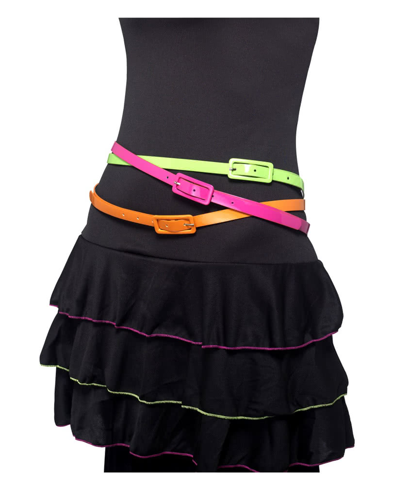 80er Jahre Neon Gürtel 3er Set   Achtziger Jahre Kostümzubehör